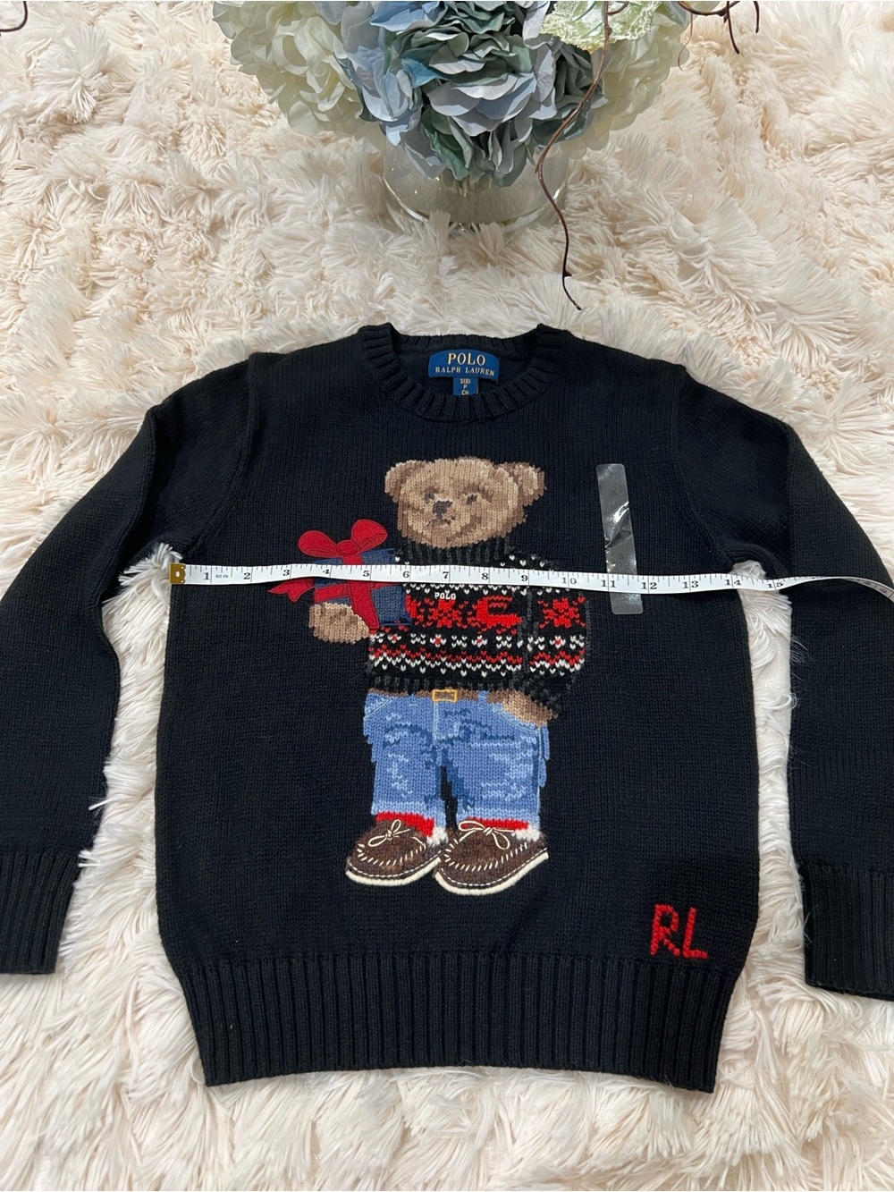 🎉Host Pick 2x🎉Polo Ralph Lauren Boys Black Polo Bear Sweater - Size S (8) - Picture 6 of 12